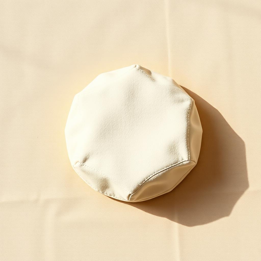 Blank ivory suede kippah on warm ivory linen