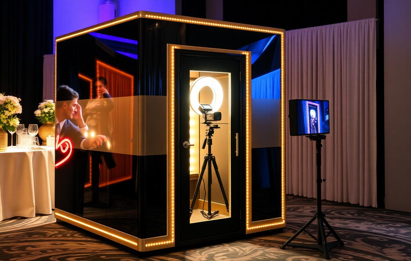A branded LiveBox video booth at a luxury event